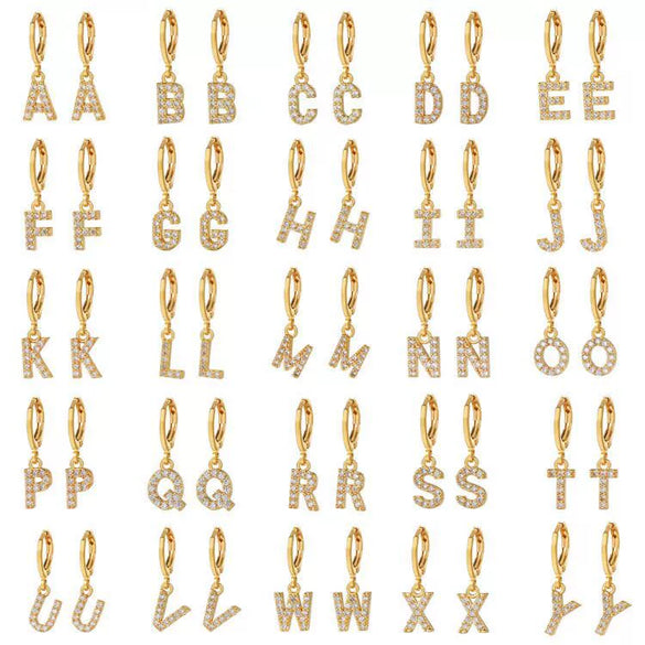 Wholesale Copper Microinlaid Zircon Letter Earring For Women