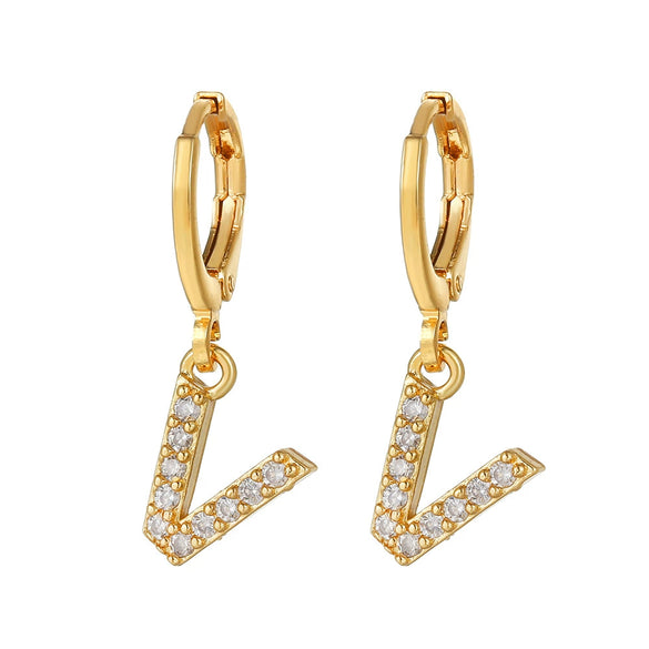 Wholesale Copper Microinlaid Zircon Letter Earring For Women