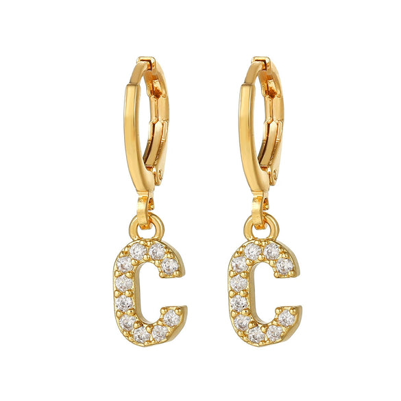 Wholesale Copper Microinlaid Zircon Letter Earring For Women