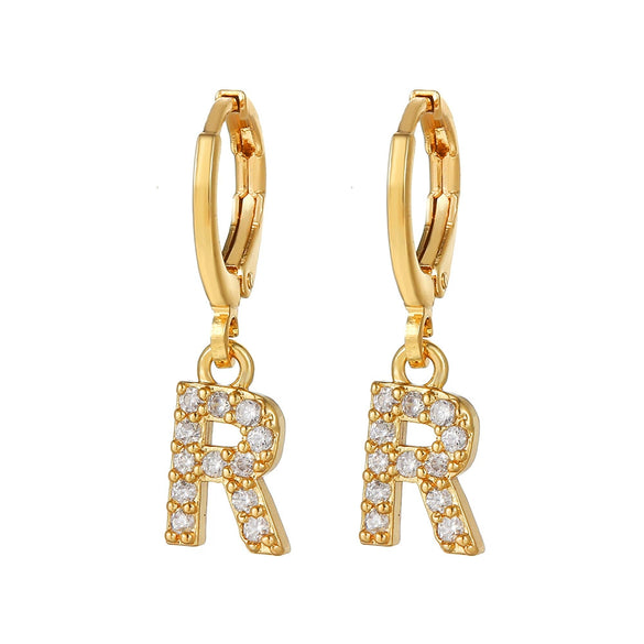 Wholesale Copper Microinlaid Zircon Letter Earring For Women
