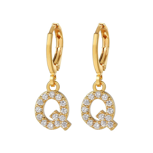 Wholesale Copper Microinlaid Zircon Letter Earring For Women
