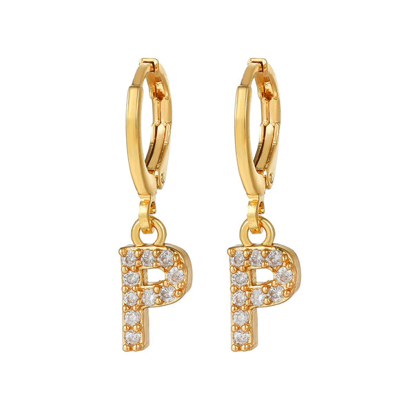 Wholesale Copper Microinlaid Zircon Letter Earring For Women