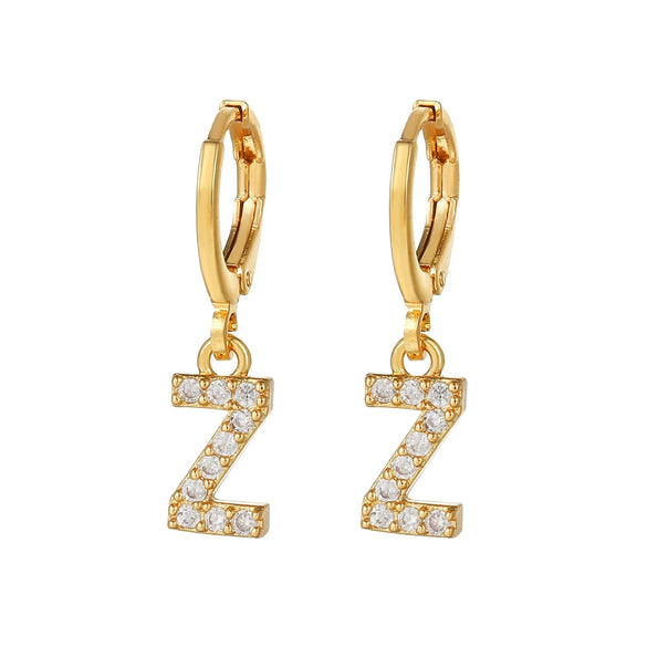 Wholesale Copper Microinlaid Zircon Letter Earring For Women
