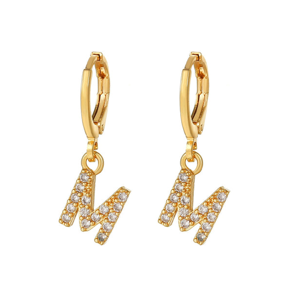 Wholesale Copper Microinlaid Zircon Letter Earring For Women