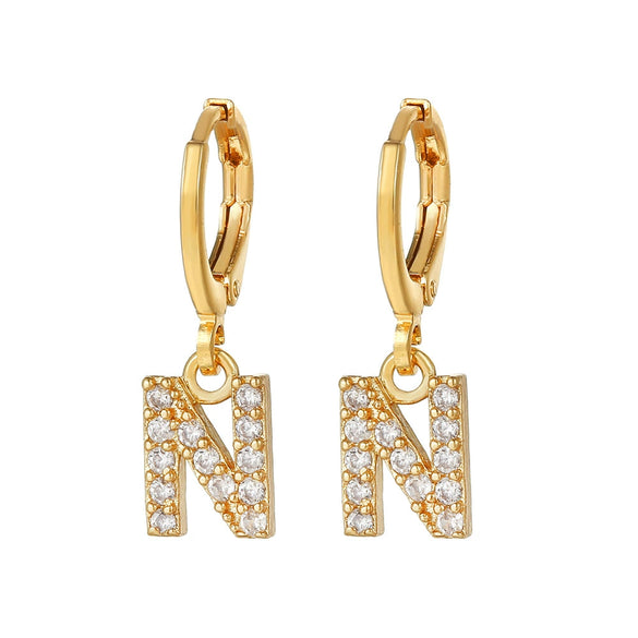 Wholesale Copper Microinlaid Zircon Letter Earring For Women