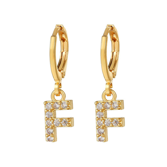 Wholesale Copper Microinlaid Zircon Letter Earring For Women