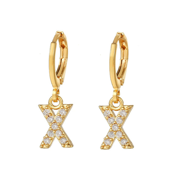 Wholesale Copper Microinlaid Zircon Letter Earring For Women