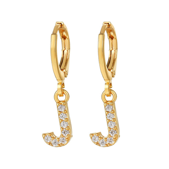 Wholesale Copper Microinlaid Zircon Letter Earring For Women