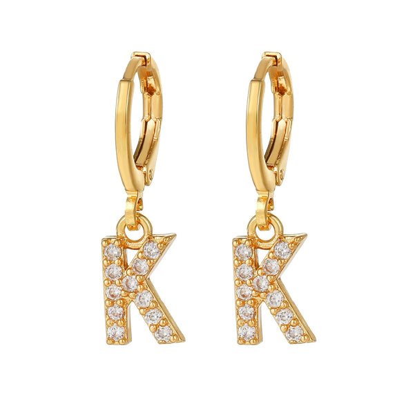 Wholesale Copper Microinlaid Zircon Letter Earring For Women