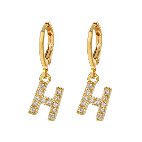 Wholesale Copper Microinlaid Zircon Letter Earring For Women
