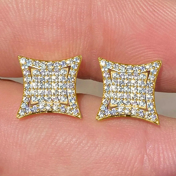 Wholesale Copper Microinlaid Zircon Rhombus Geometric Earrings For Women