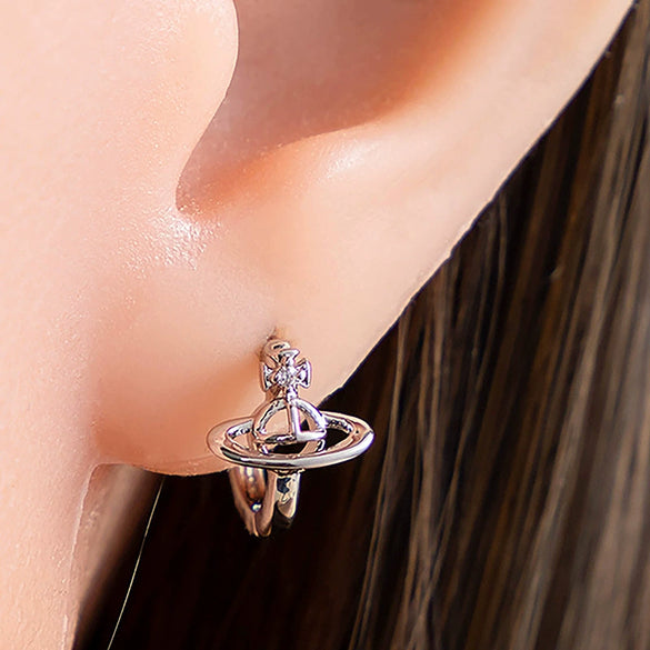 Wholesale Copper Microinlaid Zircon Saturn Ear Buckle Earrings For Girls Sweet Style