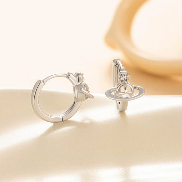 Wholesale Copper Microinlaid Zircon Saturn Ear Buckle Earrings For Girls Sweet Style