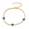 Wholesale Copper Microinlaid Zircon Women's Fivepetal Flower Style Bracelet With Electroplating