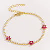 Wholesale Copper Microinlaid Zircon Women's Fivepetal Flower Style Bracelet With Electroplating