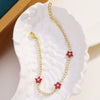 Wholesale Copper Microinlaid Zircon Women's Fivepetal Flower Style Bracelet With Electroplating