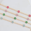 Wholesale Copper Microinlaid Zircon Women's Fivepetal Flower Style Bracelet With Electroplating