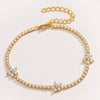 Wholesale Copper Microinlaid Zircon Women's Fivepetal Flower Style Bracelet With Electroplating