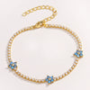 Wholesale Copper Microinlaid Zircon Women's Fivepetal Flower Style Bracelet With Electroplating