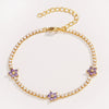 Wholesale Copper Microinlaid Zircon Women's Fivepetal Flower Style Bracelet With Electroplating