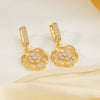 Wholesale Copper Microinlaid Zirconium Petal Fourleaf Clover Women's Earrings