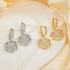 Wholesale Copper Microinlaid Zirconium Petal Fourleaf Clover Women's Earrings