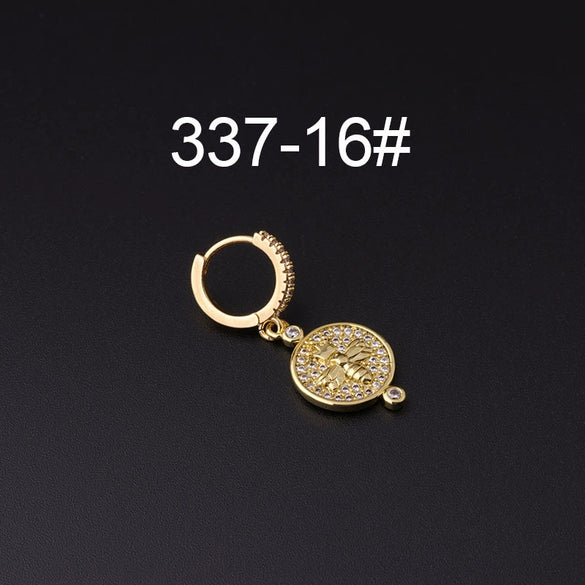 Wholesale Copper Microinlay Irregular Animals Zodiac Ear Buckle Piercing Earrings Jewelry