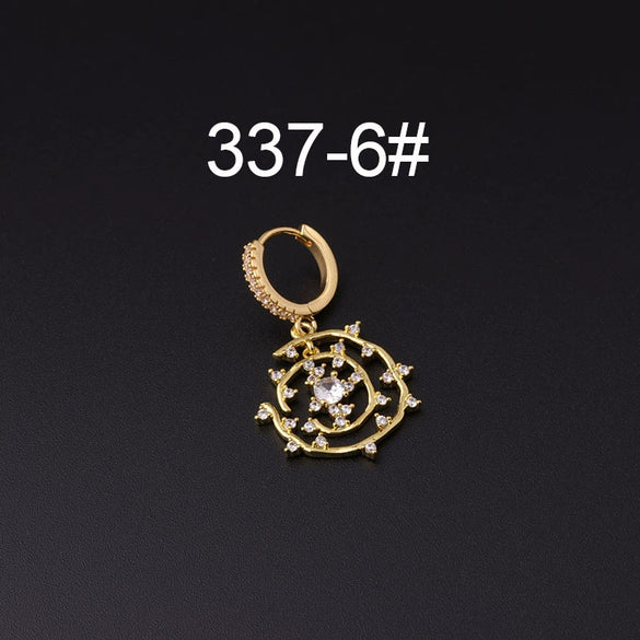 Wholesale Copper Microinlay Irregular Animals Zodiac Ear Buckle Piercing Earrings Jewelry