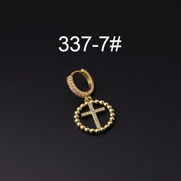 Wholesale Copper Microinlay Irregular Animals Zodiac Ear Buckle Piercing Earrings Jewelry