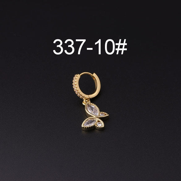 Wholesale Copper Microinlay Irregular Animals Zodiac Ear Buckle Piercing Earrings Jewelry