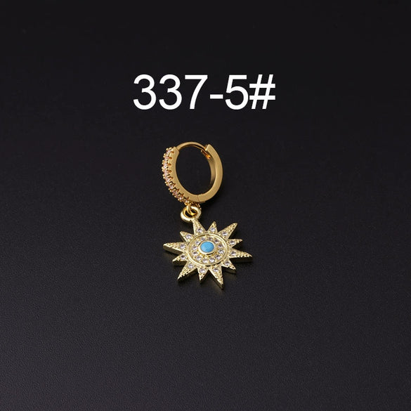 Wholesale Copper Microinlay Irregular Animals Zodiac Ear Buckle Piercing Earrings Jewelry