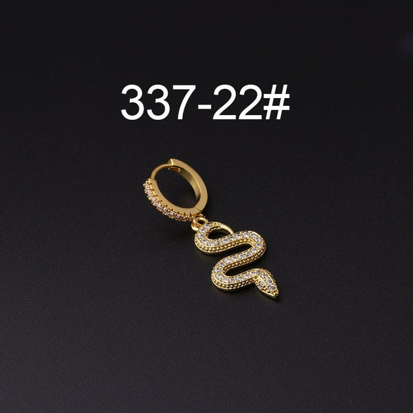 Wholesale Copper Microinlay Irregular Animals Zodiac Ear Buckle Piercing Earrings Jewelry