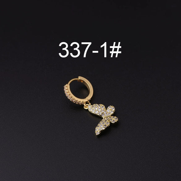 Wholesale Copper Microinlay Irregular Animals Zodiac Ear Buckle Piercing Earrings Jewelry