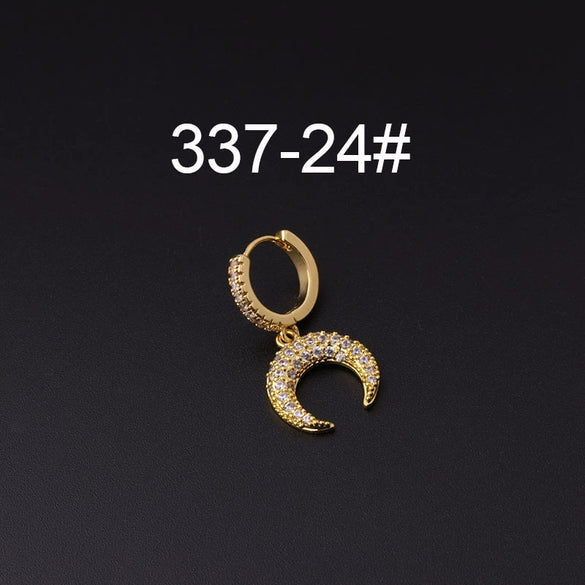 Wholesale Copper Microinlay Irregular Animals Zodiac Ear Buckle Piercing Earrings Jewelry