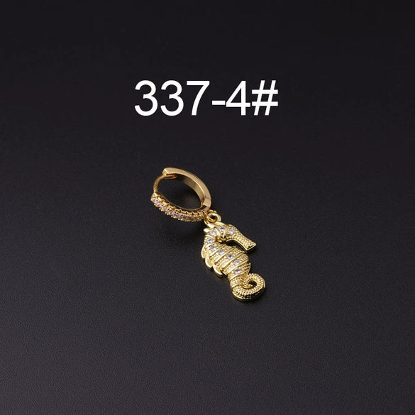 Wholesale Copper Microinlay Irregular Animals Zodiac Ear Buckle Piercing Earrings Jewelry