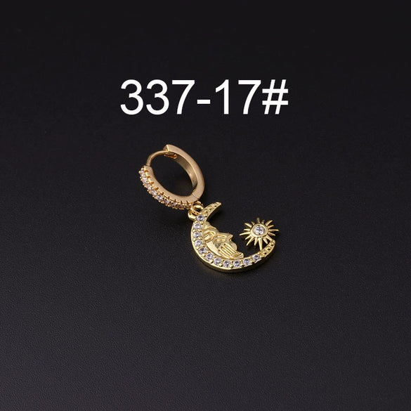 Wholesale Copper Microinlay Irregular Animals Zodiac Ear Buckle Piercing Earrings Jewelry