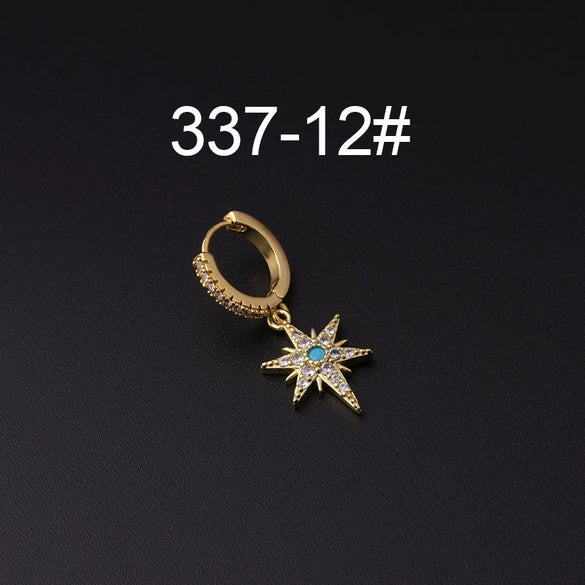 Wholesale Copper Microinlay Irregular Animals Zodiac Ear Buckle Piercing Earrings Jewelry