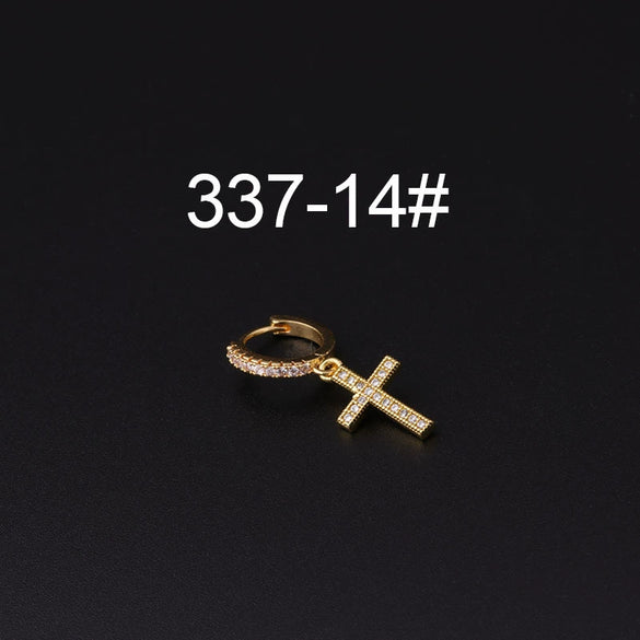 Wholesale Copper Microinlay Irregular Animals Zodiac Ear Buckle Piercing Earrings Jewelry