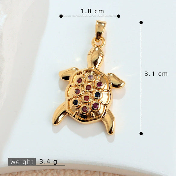 Wholesale Copper Micropaved Animal Zodiac Marine Life Turtle Starfish Necklace Pendant Cartoon Style