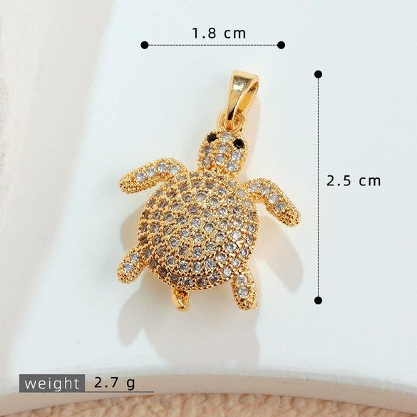 Wholesale Copper Micropaved Animal Zodiac Marine Life Turtle Starfish Necklace Pendant Cartoon Style