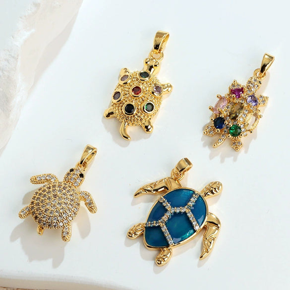 Wholesale Copper Micropaved Animal Zodiac Marine Life Turtle Starfish Necklace Pendant Cartoon Style