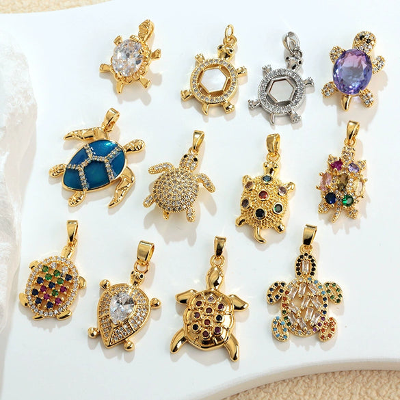 Wholesale Copper Micropaved Animal Zodiac Marine Life Turtle Starfish Necklace Pendant Cartoon Style