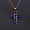 Wholesale Copper Micropaved Colorful Zircon Geometric Cross Pendant Clavicle Chain Necklace Jewelry