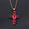Wholesale Copper Micropaved Colorful Zircon Geometric Cross Pendant Clavicle Chain Necklace Jewelry