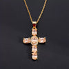 Wholesale Copper Micropaved Colorful Zircon Geometric Cross Pendant Clavicle Chain Necklace Jewelry