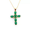 Wholesale Copper Micropaved Colorful Zircon Geometric Cross Pendant Clavicle Chain Necklace Jewelry