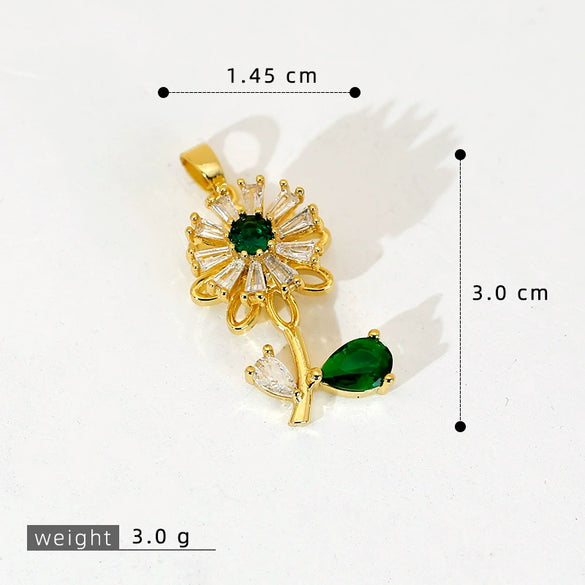 Wholesale Copper Micropaved Flower Pendant Women's Necklace
