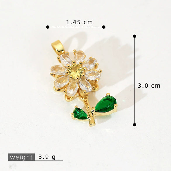 Wholesale Copper Micropaved Flower Pendant Women's Necklace