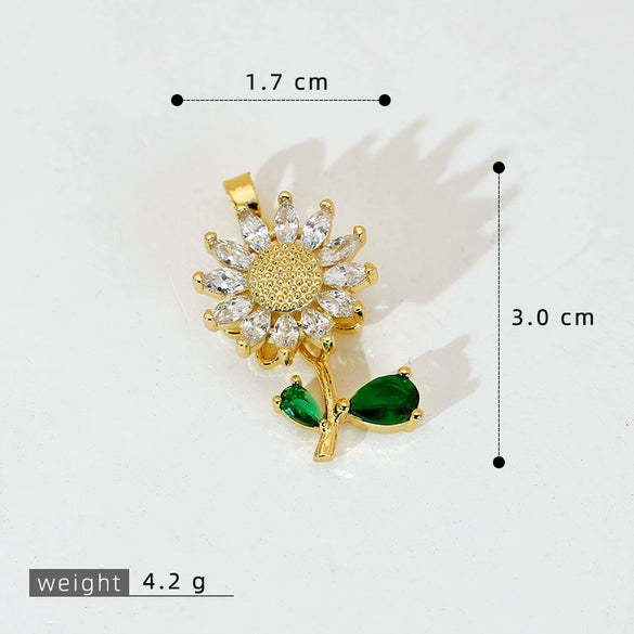 Wholesale Copper Micropaved Flower Pendant Women's Necklace