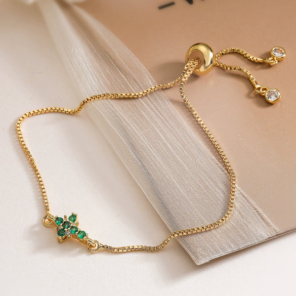 Wholesale Copper Micropaved Geometric Cross Bracelet For Women